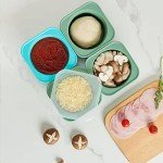 KEVJES Stackable Silicone Artisan Pizza Dough Proofing Boxes Proving Containers with Lids-2 pack-500ml portion (Green)