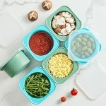 KEVJES Stackable Silicone Artisan Pizza Dough Proofing Boxes Proving Containers with Lids-2 pack-500ml portion (Green)