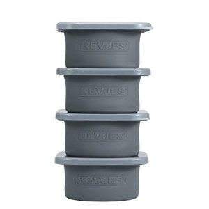 KEVJES PLUS 1000ml Pizza Dough Proofing Boxes for DIY Artisan Pizza, Food Grade Silicone Stackable Containers with Lids, Sturdy Reinforced Steel. Freezer, Fridge, Dishwasher Safe (4Space Grey Plus)