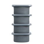 KEVJES PLUS 1000ml Pizza Dough Proofing Boxes for DIY Artisan Pizza, Food Grade Silicone Stackable Containers with Lids, Sturdy Reinforced Steel. Freezer, Fridge, Dishwasher Safe (4Space Grey Plus)