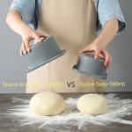 KEVJES PLUS 1000ml Pizza Dough Proofing Boxes for DIY Artisan Pizza, Food Grade Silicone Stackable Containers with Lids, Sturdy Reinforced Steel. Freezer, Fridge, Dishwasher Safe (4Space Grey Plus)