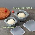 KEVJES PLUS 1000ml Pizza Dough Proofing Boxes for DIY Artisan Pizza, Food Grade Silicone Stackable Containers with Lids, Sturdy Reinforced Steel. Freezer, Fridge, Dishwasher Safe (4Space Grey Plus)