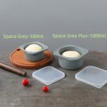 KEVJES PLUS 1000ml Pizza Dough Proofing Boxes for DIY Artisan Pizza, Food Grade Silicone Stackable Containers with Lids, Sturdy Reinforced Steel. Freezer, Fridge, Dishwasher Safe (4Space Grey Plus)