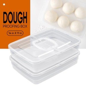 EIHFHIE 2 PCS Pizza Dough Proofing Box With Convenient Carry Handle,14 x 11-Inch, Large Capacity Pizza Dough Containers,Household Pizza Dough Tray,BPA FREE