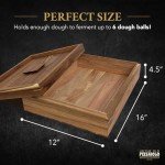 The Old Pizzaiolo Wooden Pizza Dough Proofing Box w/Lid – 16” x 12” – Made From Natural Acacia Wood – Proofing Container Tray for Home Kitchen with Dough Spatula and Pizza Dough Recipe Book