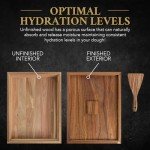 The Old Pizzaiolo Wooden Pizza Dough Proofing Box w/Lid – 16” x 12” – Made From Natural Acacia Wood – Proofing Container Tray for Home Kitchen with Dough Spatula and Pizza Dough Recipe Book