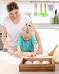 DawnMarine Wooden Pizza Dough Proofing Box w/Lid – 16” x 12” – Made From Natural Acacia Wood – Proofing Container Tray for Home Kitchen
