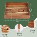 11x14 inch Wooden Pizza Dough Proofing Box With Lid Dough Spatula Wood Proofing Container Pizza Dough Tray Fits 4-6 Dough Balls For Home Restaurant Kitchen Baking Supplies