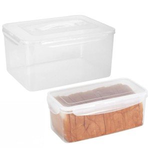 JCXivan Bread Box,Bread Storage Container,2 Bread Boxes for Kitchen Counter Airtight,Pizza Dough Proofing Box to Save Sourdough Bread,Homemade Bread,Cake,Cookie,Toast,Loaf,Dishwasher Safe,Plastic