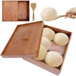 Wooden Pizza Dough Proofing Box, 16”x12” Pizza Dough Proofing Container with Lid and Handle for Home Kitchen Homemade Pizza Bread, Proofing Container Tray with Wooden Dough Spatula & Linen Bread Bag