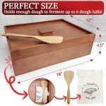 Wooden Pizza Dough Proofing Box, 16”x12” Pizza Dough Proofing Container with Lid and Handle for Home Kitchen Homemade Pizza Bread, Proofing Container Tray with Wooden Dough Spatula & Linen Bread Bag