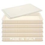 L'Oro Del Sud Commercial Dough Proofing Box Tray with Lid, White, 5 Pack, 23.6" x 15.74" x 2.75", Size Stackable Pizza Container, Bin Resistance to impact, temperature changes, Made in Italy