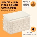 L'Oro Del Sud Commercial Dough Proofing Box Tray with Lid, White, 5 Pack, 23.6" x 15.74" x 2.75", Size Stackable Pizza Container, Bin Resistance to impact, temperature changes, Made in Italy
