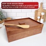 Wooden Pizza Dough Proofing Box, 16”x12” Pizza Dough Proofing Container with Lid and Handle for Home Kitchen Homemade Pizza Bread, Proofing Container Tray with Wooden Dough Spatula & Linen Bread Bag