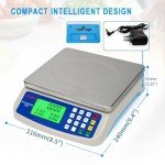 Large Digital Kitchen Scale 30KG Commercial Food Scale 66LB for Baking Bread Meat Stainless Steel Price Computing Scale LCD Display,Prep Counting Scale for Parts and Coins Adapter Included