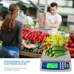 Large Digital Kitchen Scale 30KG Commercial Food Scale 66LB for Baking Bread Meat Stainless Steel Price Computing Scale LCD Display,Prep Counting Scale for Parts and Coins Adapter Included