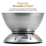 Etekcity Food Kitchen Scale with Bowl, Digital Weight Scale for Food Ounces and Grams, Cooking and Baking, Timer, and Temperature Sensor, 2.06 QT, Stainless Steel