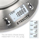 Etekcity Food Kitchen Scale with Bowl, Digital Weight Scale for Food Ounces and Grams, Cooking and Baking, Timer, and Temperature Sensor, 2.06 QT, Stainless Steel