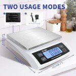 Large Digital Kitchen Scale 30kg/66lb Food Scale for Baking Cooking Stainless Bread Scale with LCD Display Counting Scales for Coins Adapter Included(Stainless White)