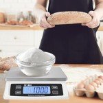 Large Digital Kitchen Scale 30kg/66lb Food Scale for Baking Cooking Stainless Bread Scale with LCD Display Counting Scales for Coins Adapter Included(Stainless White)