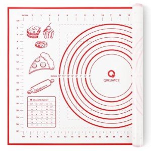 Silicone Baking Mat for Baking, 16" x 24" Pastry Mat for Rolling Dough Non Slip Extra Large, Fondant Mat with Measurement, Kitchen Counter Mat for Pie Crust, Pizza and Cookies, Oven Liner Mat, Red
