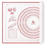 Silicone Baking Mat for Baking, 16" x 24" Pastry Mat for Rolling Dough Non Slip Extra Large, Fondant Mat with Measurement, Kitchen Counter Mat for Pie Crust, Pizza and Cookies, Oven Liner Mat, Red