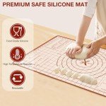Silicone Baking Mat, Non Stick Pastry Mat with Measurement,26" x 16" Extra Thick Large Rolling Dough Mat Sheet, Counter Mat,Food Grade Pizza, Fondant, Macarons,Cookies Mat, Baking Supplies for kitchen