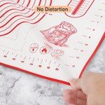 Silicone Baking Mat for Baking, 16" x 24" Pastry Mat for Rolling Dough Non Slip Extra Large, Fondant Mat with Measurement, Kitchen Counter Mat for Pie Crust, Pizza and Cookies, Oven Liner Mat, Red