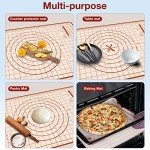 Silicone Baking Mat, Non Stick Pastry Mat with Measurement,26" x 16" Extra Thick Large Rolling Dough Mat Sheet, Counter Mat,Food Grade Pizza, Fondant, Macarons,Cookies Mat, Baking Supplies for kitchen