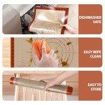 Silicone Pastry Mat, 16" x 24" Silicone Baking Mat for Counter Rolling Dough, Reusable Non-Stick Extra Large Dough Mat with Measurement for Pie Crust, Pizza and Cookies