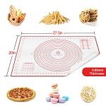 SiliQueen Silicone Pastry Baking Mat with Measurements Extra a Brush and a Dough Scraper- 27.5” x 20” Heat Resistant, BPA Free, Non-Stick Non-Slip Pastry Mat for Rolling Dough, Easy to Clean, Red