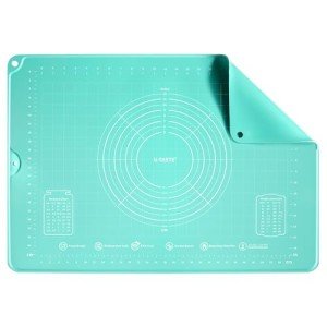 U-Taste 28"x20" Large Pastry Mat: Food-Grade Liquid Silicone Dough Rolling Baking Sheet, Non-Stick Non-Slip for Kneading, Making Pizza, Fondant, Pie with Clear Measurement and Raised Edges (Aqua Sky)