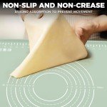 Silicone Baking Mat 24" x 16", Extra Thick Dough Rolling Mat with Measurements and Edge Heightening, Non-stick Food Grade Silicone Pastry Mat for for Pastry, Bread, Cookies, Pizza, Fondant, Pasta