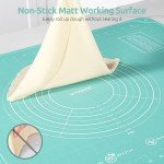 U-Taste 28"x20" Large Pastry Mat: Food-Grade Liquid Silicone Dough Rolling Baking Sheet, Non-Stick Non-Slip for Kneading, Making Pizza, Fondant, Pie with Clear Measurement and Raised Edges (Aqua Sky)