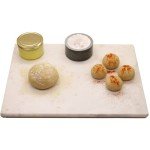 KC KULLICRAFT Marble Cheese Pastry Board 16" x 12" Marble Cutting Board, Marble Serving Tray for Pastries, Bread, Pizza, Carrara White