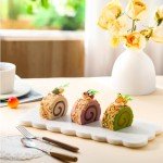 Newtay White Scallop Marble Board 12" x 5" Marble Cutting Board with Rubber Feet, Scalloped Marble Tray Decorative Marble Pastry Board for Kitchen Cake Bread Baking Cheese Display