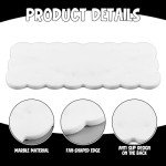 Newtay White Scallop Marble Board 12" x 5" Marble Cutting Board with Rubber Feet, Scalloped Marble Tray Decorative Marble Pastry Board for Kitchen Cake Bread Baking Cheese Display