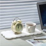 Newtay White Scallop Marble Board 12" x 5" Marble Cutting Board with Rubber Feet, Scalloped Marble Tray Decorative Marble Pastry Board for Kitchen Cake Bread Baking Cheese Display