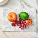 Denique Marble Cutting Board for Kitchen, 8x12Inch Multi-Purpose Pastry Marble Tray White Stone Stray for Kitchen Countertop, Carrara White Marble Board with Non-Slip Feet