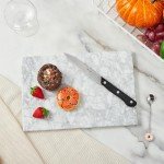 Denique Marble Cutting Board for Kitchen, 8x12Inch Multi-Purpose Pastry Marble Tray White Stone Stray for Kitchen Countertop, Carrara White Marble Board with Non-Slip Feet