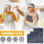 Hushee Marble Board for Kitchen Marble Serving Tray 3 pcs Different Sizes 9 x 6'' 12 x 8'' 16 x 10'' and Non Slip Feet Pastry Cheese Tray Cutting Board for Pizza Bread Cake Baking Display (Black)