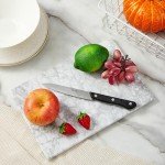 Denique Marble Cutting Board for Kitchen, 8x12Inch Multi-Purpose Pastry Marble Tray White Stone Stray for Kitchen Countertop, Carrara White Marble Board with Non-Slip Feet
