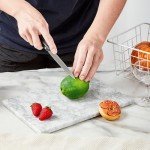 Denique Marble Cutting Board for Kitchen, 8x12Inch Multi-Purpose Pastry Marble Tray White Stone Stray for Kitchen Countertop, Carrara White Marble Board with Non-Slip Feet