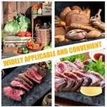 Hushee Marble Board for Kitchen Marble Serving Tray 3 pcs Different Sizes 9 x 6'' 12 x 8'' 16 x 10'' and Non Slip Feet Pastry Cheese Tray Cutting Board for Pizza Bread Cake Baking Display (Black)