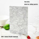 Denique Marble Cutting Board for Kitchen, 8x12Inch Multi-Purpose Pastry Marble Tray White Stone Stray for Kitchen Countertop, Carrara White Marble Board with Non-Slip Feet