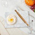 Denique Marble Cutting Board for Kitchen, 8x12Inch Multi-Purpose Pastry Marble Tray White Stone Stray for Kitchen Countertop, Carrara White Marble Board with Non-Slip Feet