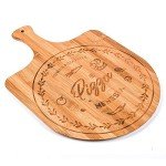 menesia 12 Inch Premium Bamboo Pizza Peel with Handle,Wooden Pizza Paddle,Cutting Board for Fruit,Vegetables,Cheese,Bread(circle)
