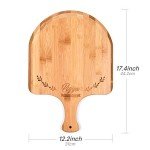 menesia 12 Inch Premium Bamboo Pizza Peel with Handle,Wooden Pizza Paddle,Cutting Board for Fruit,Vegetables,Cheese,Bread(circle)