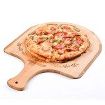 menesia 12 Inch Premium Bamboo Pizza Peel with Handle,Wooden Pizza Paddle,Cutting Board for Fruit,Vegetables,Cheese,Bread(circle)