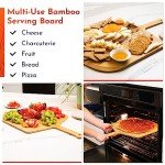 Loftern Wooden Pizza Peel 16 Inch Board with Engraved Sizes - Multi-Purpose Bamboo Pizza Cutting Board, Wood Pizza Peel, Pizza Spatula Paddle, and Serving Board with Size and Cutting Guide